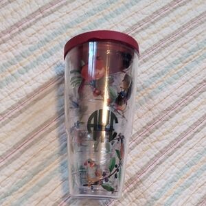 Floral Bird Tervis Tumbler with Red Lid